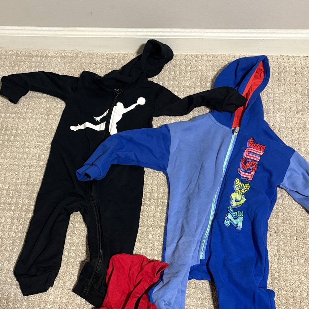 Kids One Piece Footies Set - Blue and Black